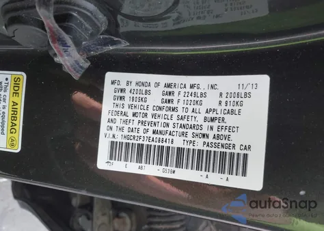 2014 Honda Accord Lx z USA, uszkodzony, nr VIN 1HGCR2F37EA088418